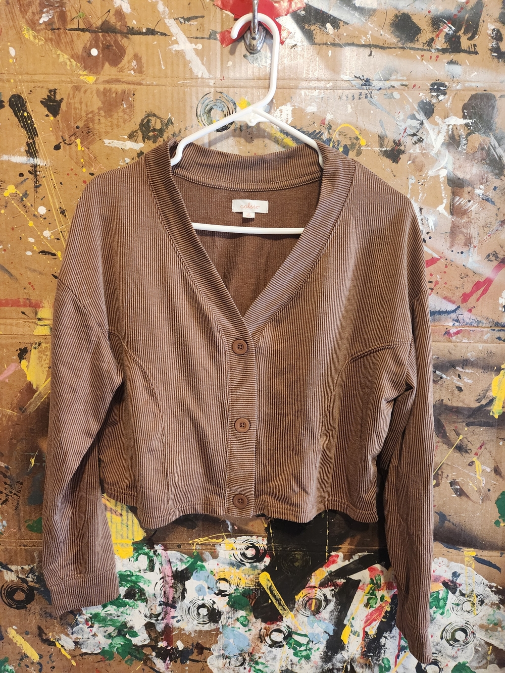 Colsie Brown Corduroy Button-Front Cardigan